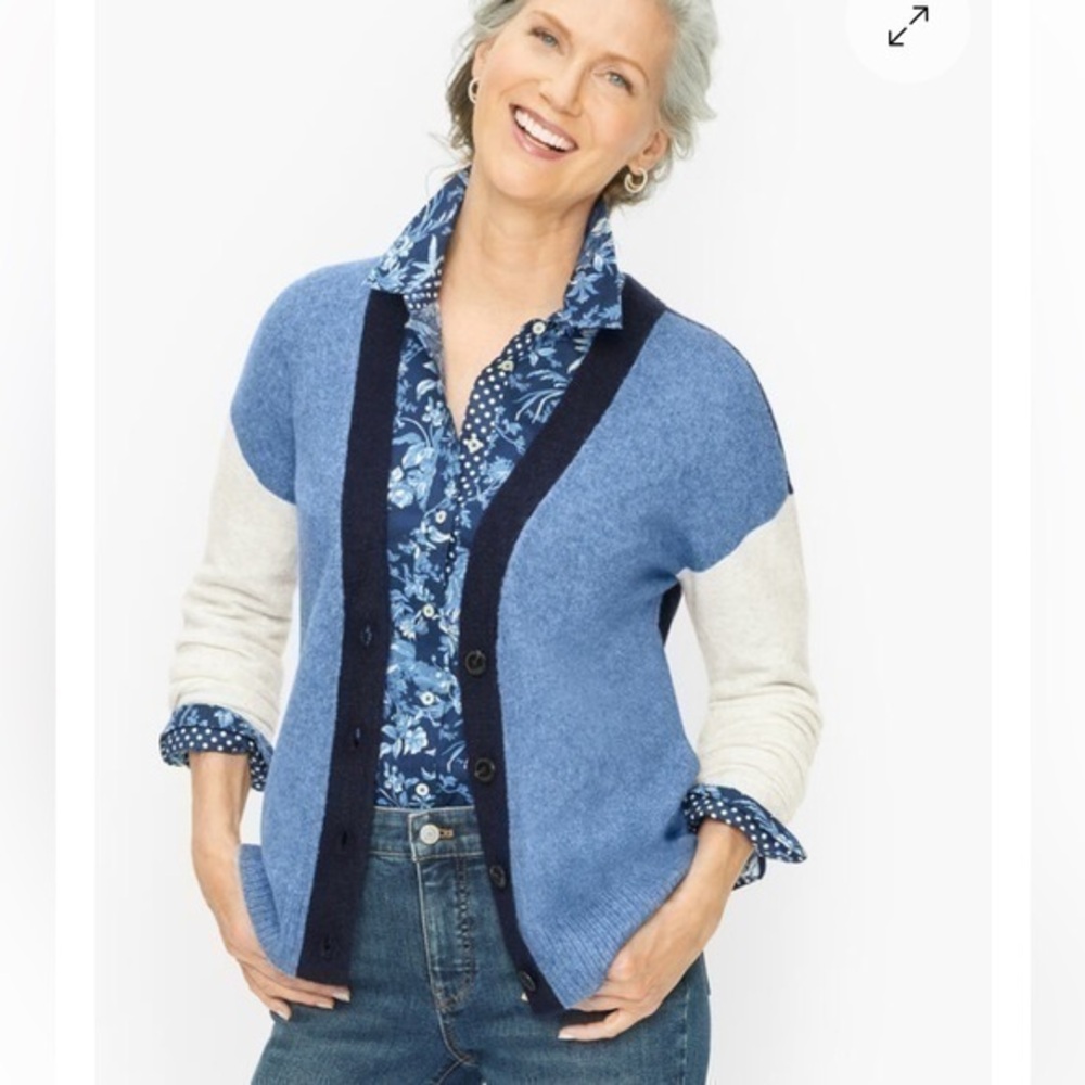 Talbot blue gray colorblock cardigan sweater